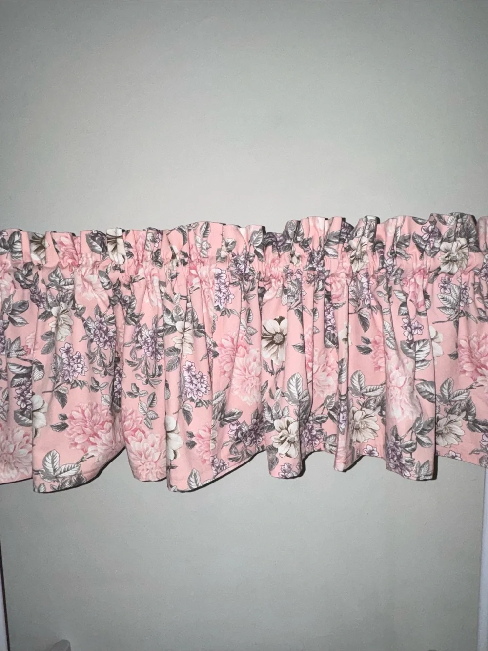 New Set Of 2 Pink Floral Valances